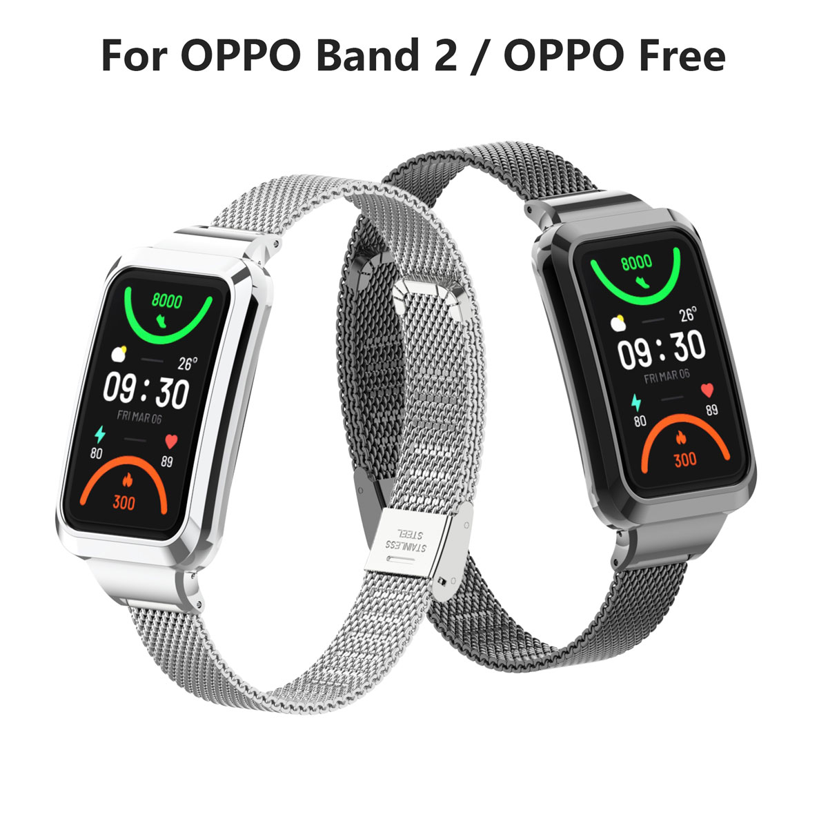Mesh Strap Metal - Geeignet für Oppo Band 2, Edelstahl-Mesh-Armband,