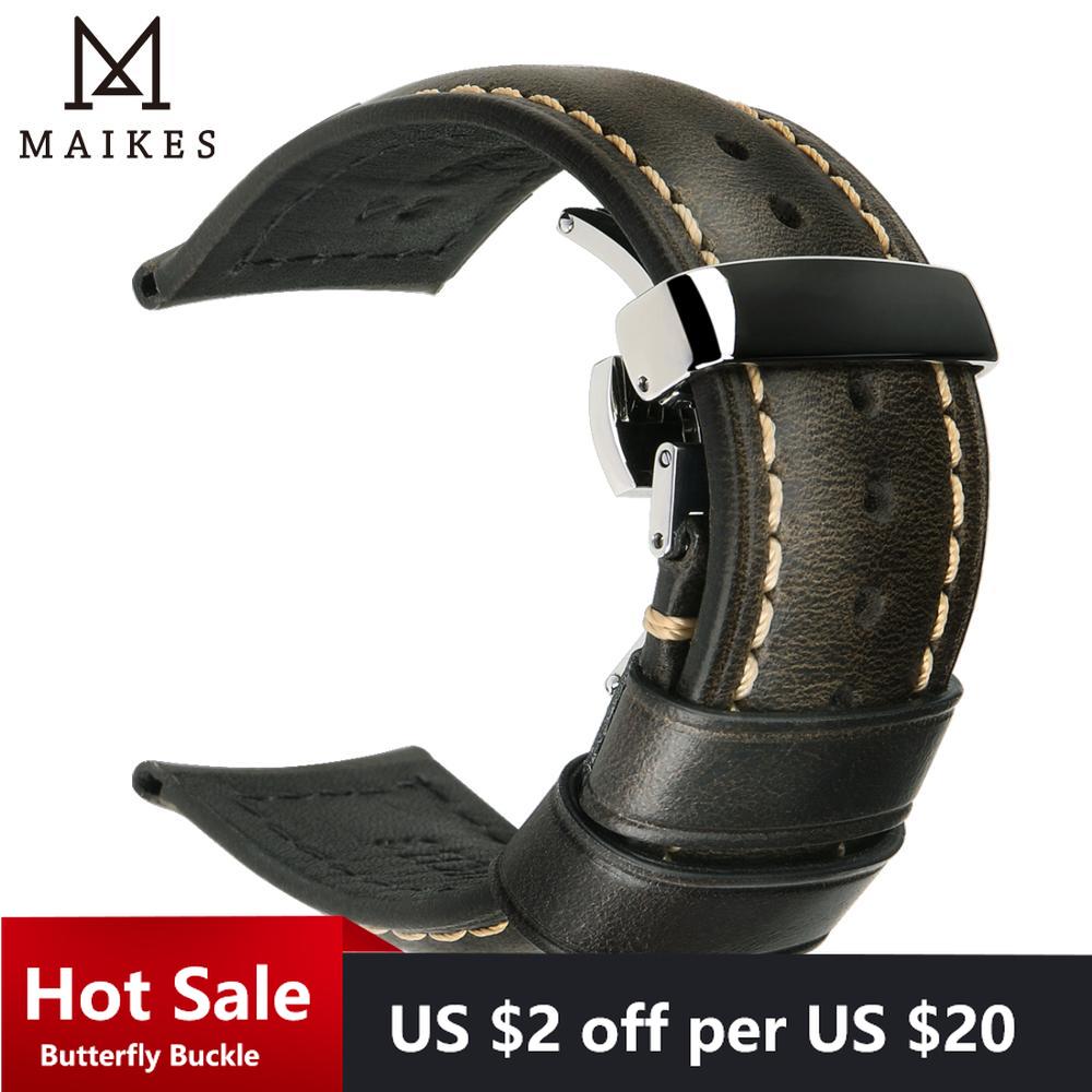 MAIKES Echtem Leder Armband 18 – Butterfly Clasp Deployant Bewertung und Preis